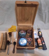Vintage Kiwi Wooden Shoe Valet / Shoe Shine Box with Accessories
