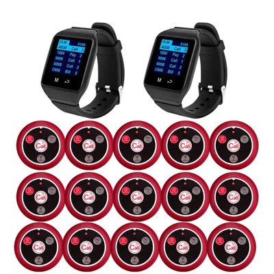Wireless Call System for Restaurant 2 Wrist Watch Receivers 15 Call Buttons