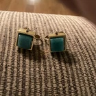Miriam Haskell 1950’s GREEN JADE Drop Earrings GOLD TONE Screw clip ons PATENTED