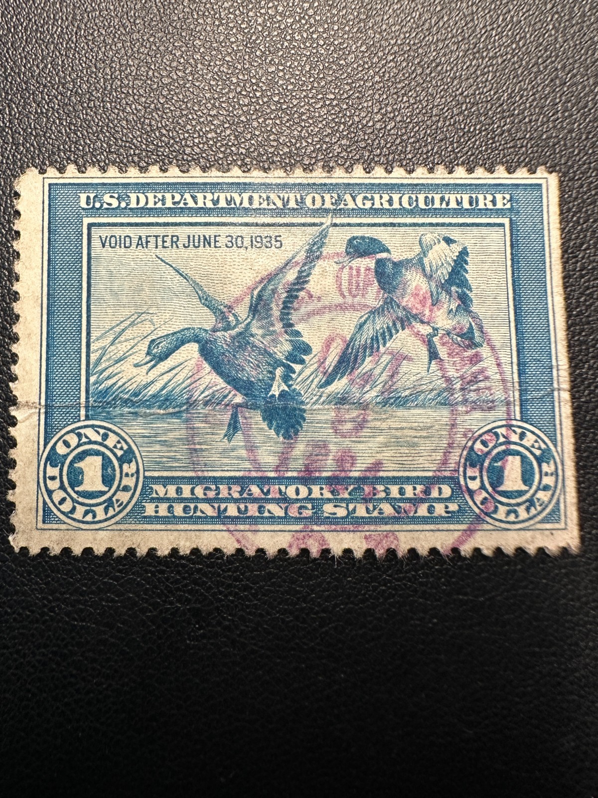 US Scott #RW1 1934 First Federal Duck Stamp $1 Mallards Used
