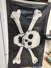 Large Pirate Skull Crossbones Flag Black Whit...