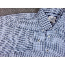 Charles Tyrwhitt Shirt Mens 17.5x38 Classic Fit Blue Gingham Check Non Iron