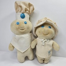 1972 Pillsbury Doughboy Poppie Fresh Plush Dolls Pair Taiwan Need A Wash