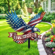 250th USA Anniversary Eagle Metal Sign, 1776-2026 Patriotic Garden Stake, Americ