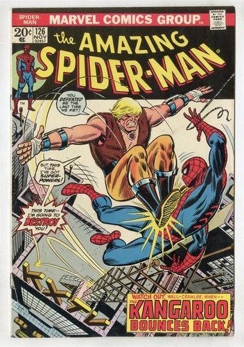 Amazing Spider-Man #126 VF+ 8.5 white pages  vs. Kangaroo  Marvel  1973  No Resv