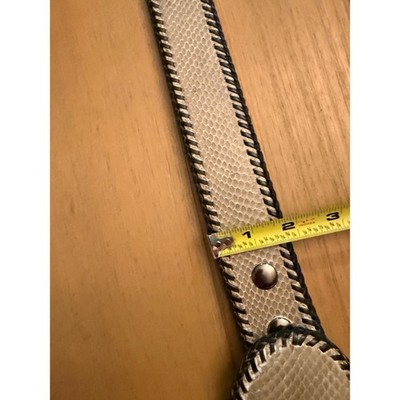 Vintage Snakeskin Whipstitch Western Belt Tan Black Leather  display picture 1