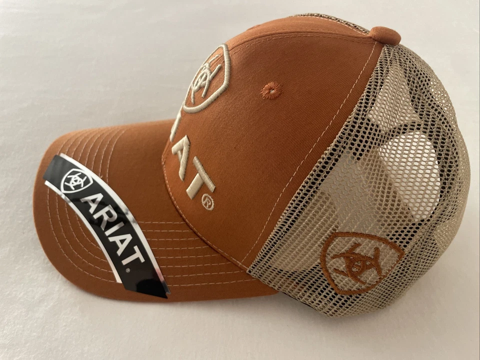 Chapéu boné ajustável masculino Ariat logotipo escudo malha traseira - Imagem 4 de 4