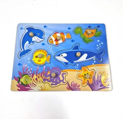 Rompecabezas De Madera De Animales Del Océano Para Niños, Juego Didáctico 11.8" - Imagen 1 de 2