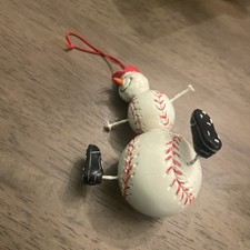 Snowman Baseball Ornament Baseball Dangle Ornament Vintage Unique