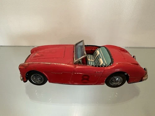 Bandai Japan Tin Friction 1958 Austin Healey Red Convertible - Painted?  READ