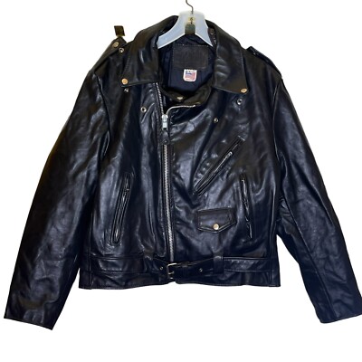 Branded Orchard Motorcycle Leather Camel Logo Jacket Vintage Men s Large