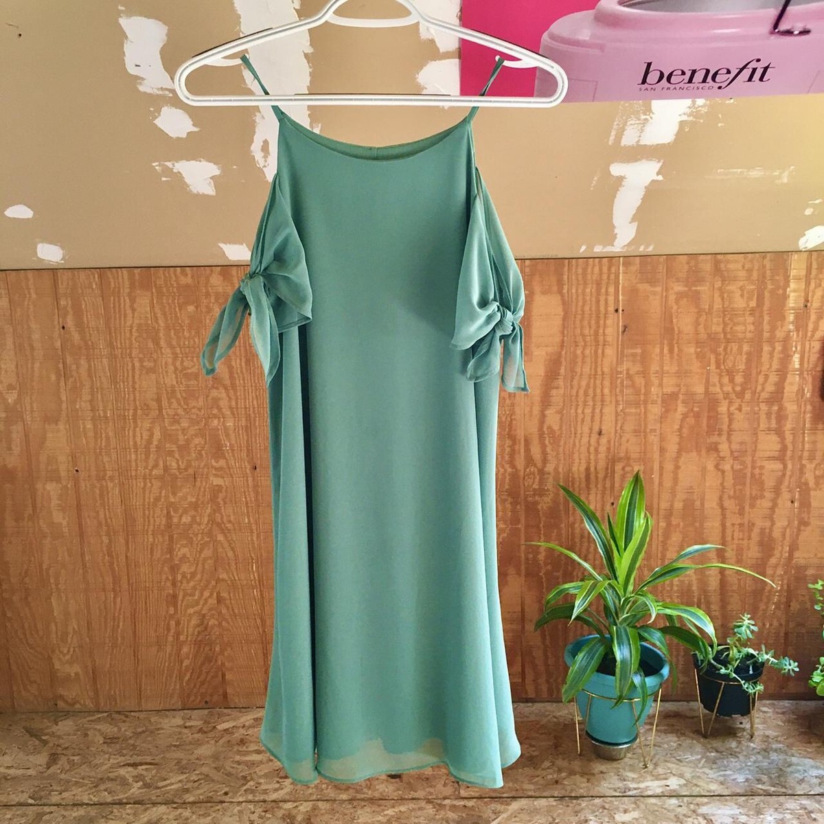 sage green cold shoulder dress Sage Green Off-the-Shoulder Beaded Appliques A-Line MIni Dress, Sage Green / 12