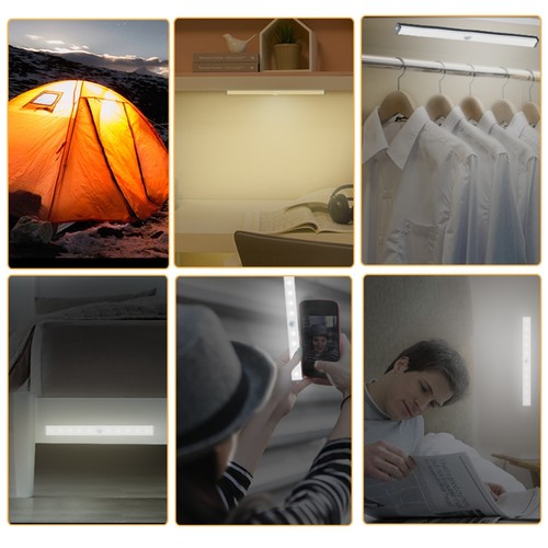 Rechargeable LED PIR Motion Sensor Light Wireless USB Strip Cabinet Closet Lamp - Picture 5 of 34