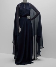  761 Rickie Freeman by Teri Jon Women's Blue Beaded Fly-Away Gown Dress Size 2