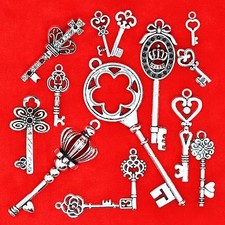 25g Tibetan Silver Vintage Key Mixed Pack Variety Charm Pendant Jewellery Making