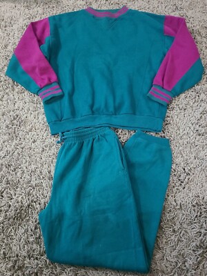 Vintage Pro Spirit Color Block Sweatsuit Outfit, Size Large