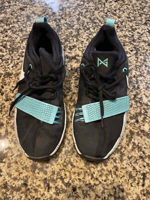 Nike PG 1 880304-002 Black & Light Aqua - Size 7Y - Paul George - Free Shipping