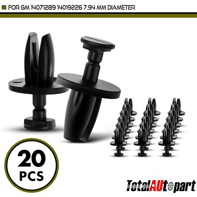 20Pcs Radiator Overflow Windshield Washer Clip Fastener for GM 7.94 mm Push-Type