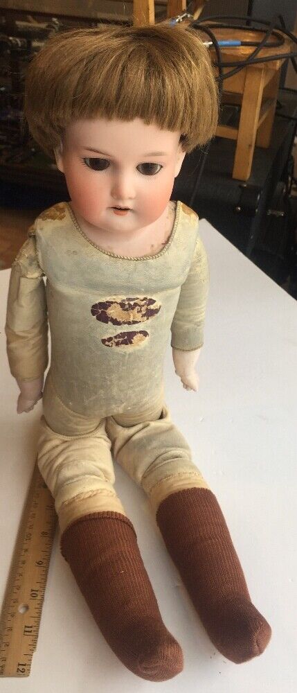 Antique 22” Armand Marseille Bisque Head Chest Kid Limbs-370 Boy Doll Sleep  Eyes - Ellis Antiques