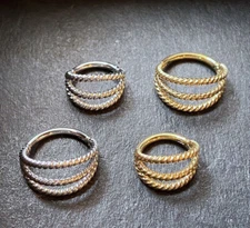 1pc Triple Braided Hinged Segment Ring 16g Helix Septum Clicker Surgical Steel