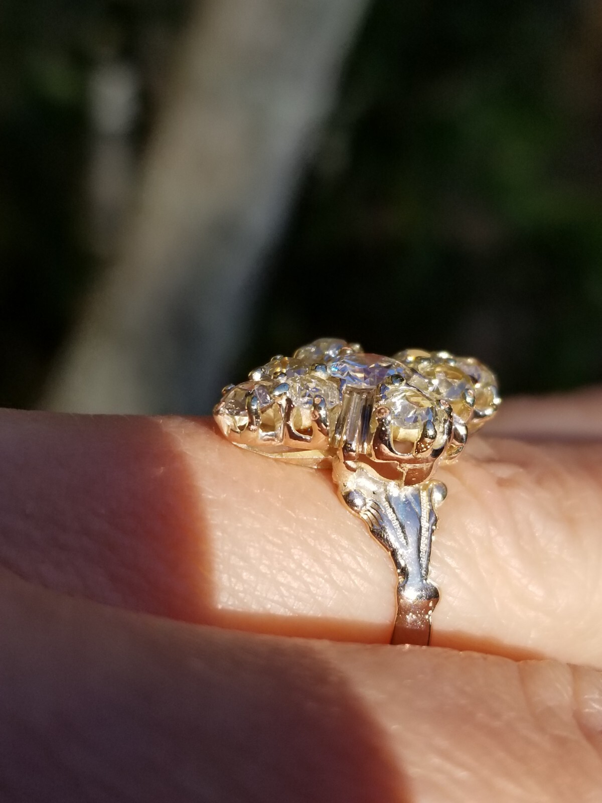 2.20TCW Antique Old Mixed European Diamond Multi Fancy Color 12k ring