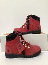 YOUTHS TIMBERLAND FIELD WATERPOOF RED NUBUCK