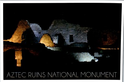 Aztec Ruins National Monument at night New Mexico Lantern Press postcard