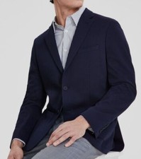 Calvin Klein Men's Blue Slim-Fit Knit Blazer Sport Coat Suit Jacket Size 46L