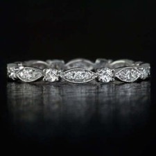 0.54ct VINTAGE STYLE DIAMOND WEDDING BAND STACKING RING ETERNITY 14K INFINITY