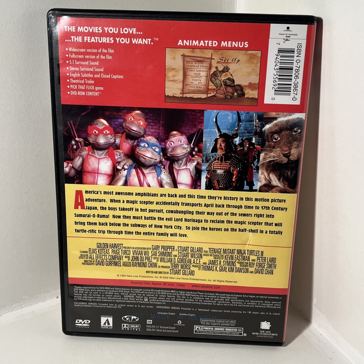 Teenage Mutant Ninja Turtles III - DVD - VERY GOOD TMNT