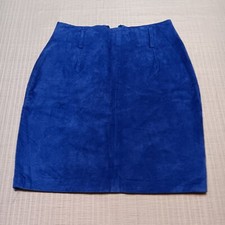 Express Vintage Leather Blue Suede Womens Skirt Office Siren Corpcore Western...