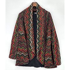 Alberto Makali Cardigan Womens Knit Open Drape Lined Chevron Multicolor XL