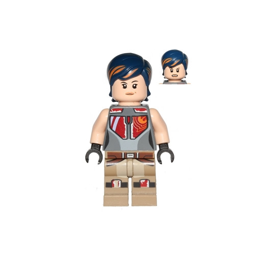 Figurine Lego Sabine Wren sw0616 originale avec cheveux bleu foncé et orange