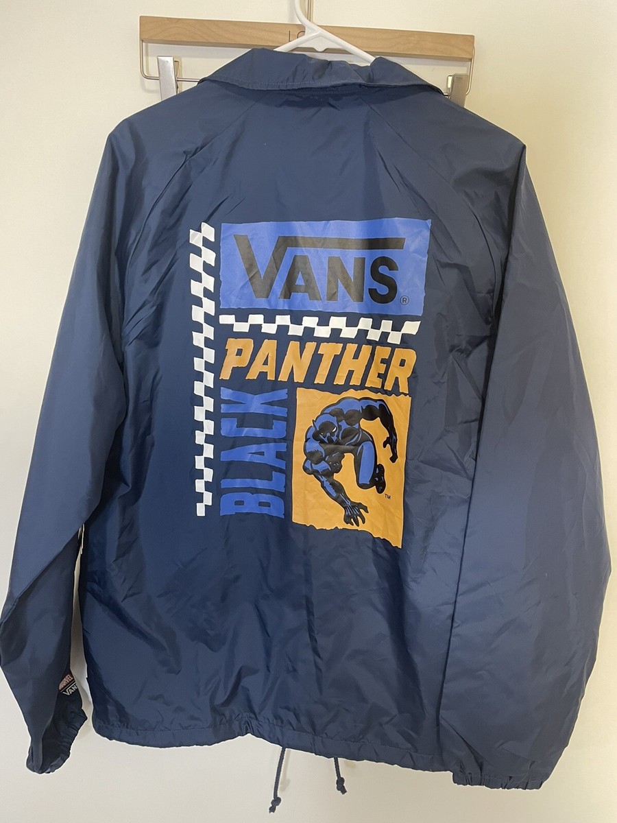 Vans X Marvel Torrey Black Panther Chadwick Boseman Men's Jacket, Blue, SZ  L NWT