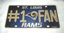 SAINT ST LOUIS RAMS 1 FAN EMBOSSED METAL LICENSE PLATE 1 - NEW