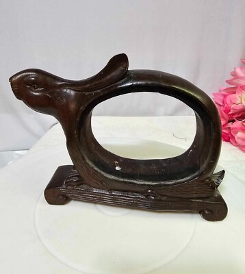 Vtg wooden bunny rabbit easter sculpture /figurine -READ- Bn3