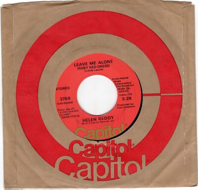 Helen Reddy   Leave Me Alone (Ruby Red Dress) 1973 Capitol Pop Rock VG+