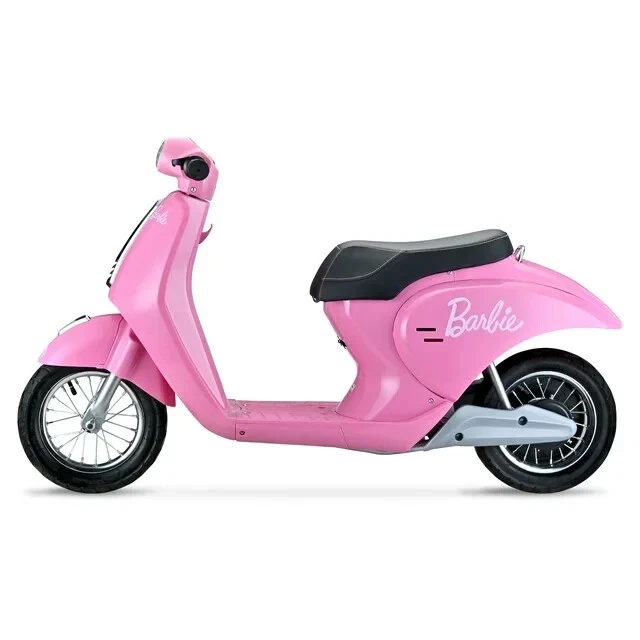 Scooter eléctrico retro estilo europeo para niños Barbie 24V a batería, edades 13+ rosa Foto 2 de 4