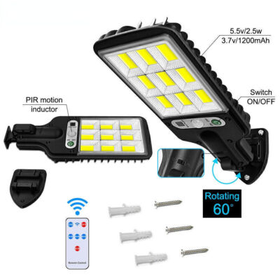 2er 6000W Solarleuchte mit Bewegungsmelder Außen Lampe Fluter LED Strahler Licht