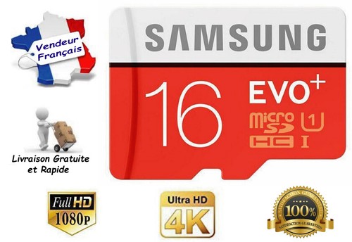 Carte Mémoire Micro SDHC Classe 10 Samsung Evo Plus 16 Go 4k HD avec Adaptateur - Bild 1 von 7