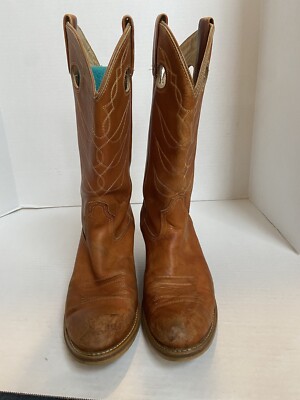 Vintage Acme Cowboy Boots Mens Leather Shoes Brown Western 