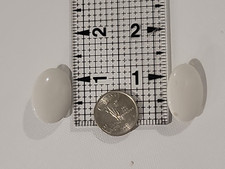 Vintage Retro Crown Trifari White Enamel Metal Oval Clip On Earrings Rockabilly