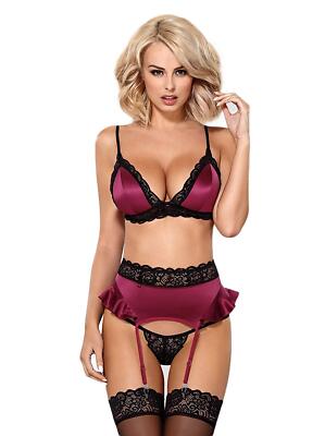 Obsessive Damen BH Set 845 mit Satin-Augenbinde