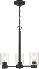 6115400 Sylvestre Transitional Three-Light Indoor Chandelier, Matte Black Finish