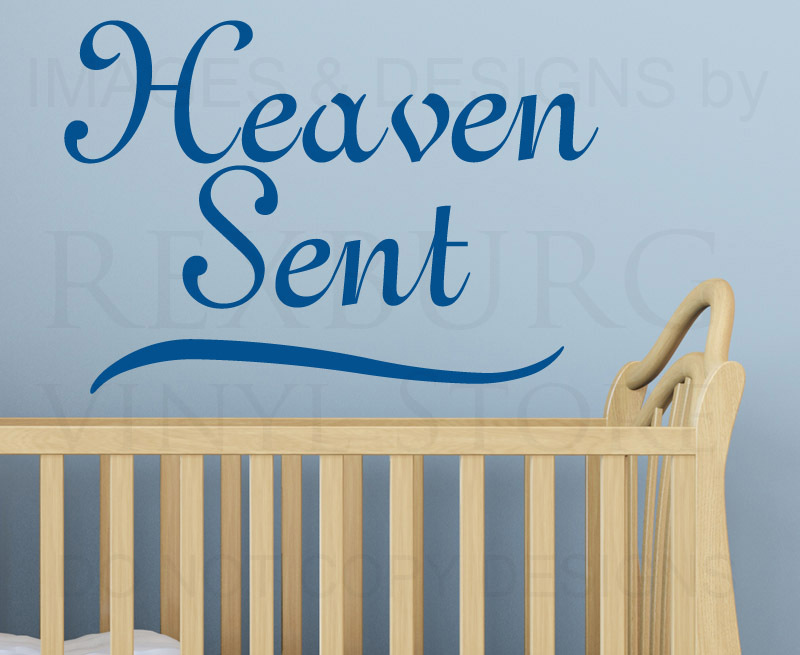Heaven Sent Baby Vinyl Wall Decal Lettering Sticker for Nursery Room B18