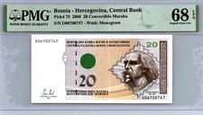 Bosnia 20 Convertible Maraka 2008 PMG 68 EPQ Superb Gem UNC Pick# 75