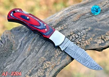 CUSTOM HANDMADE FORGED DAMASCUS STEEL FOLDING POCKET KNIFE CAMPING KNIFE 2204
