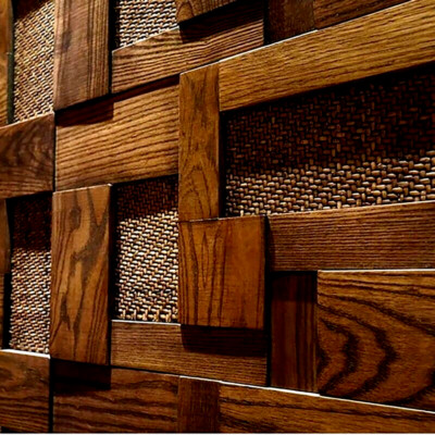 Dekorative Wandpaneel Holz Wandfliesen Wanddeko Mosaik Lobby 9er Pack