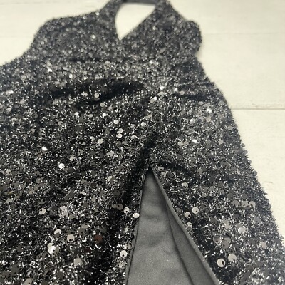 Fashion Nova Hailie Black Sequin Halter Maxi Dress Women's Size XS New |  eBay