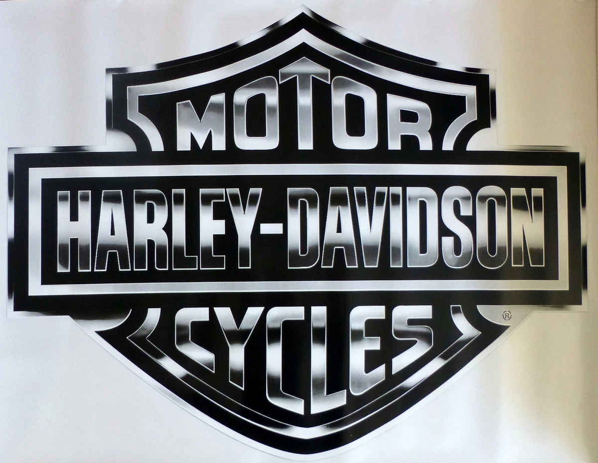 Harley Davidson Silver Bar & Shield Extra Large Trailer Decal Sticker 29 x  37